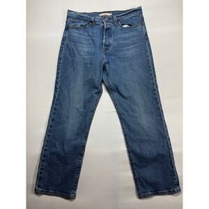 Levi's Women's Wedgie Straight Leg Button Fly Blue Denim Jeans - Size 29x26